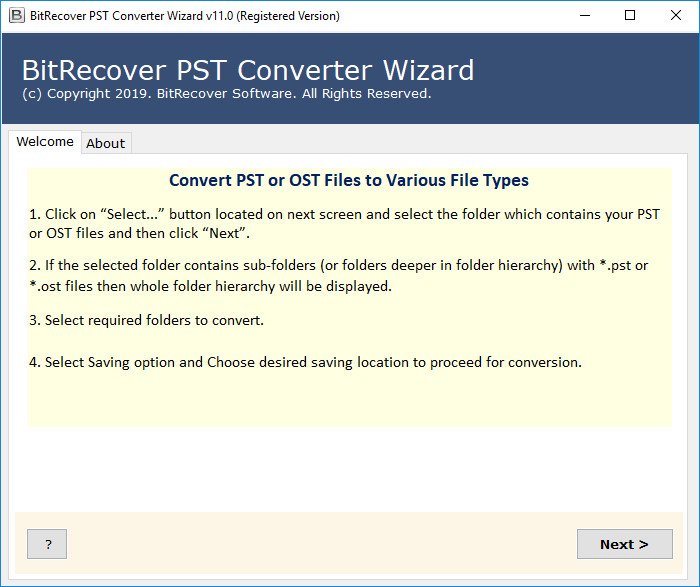BitRecover PST Converter Wizard